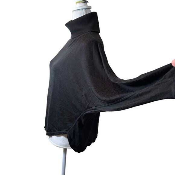 Vintage Michael Carrie Black Turtleneck 3/4 Sleeve Poncho Sweater Size Medium - Picture 3 of 11